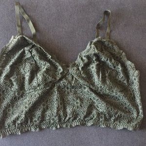 Lovesick army green floral lace bralette